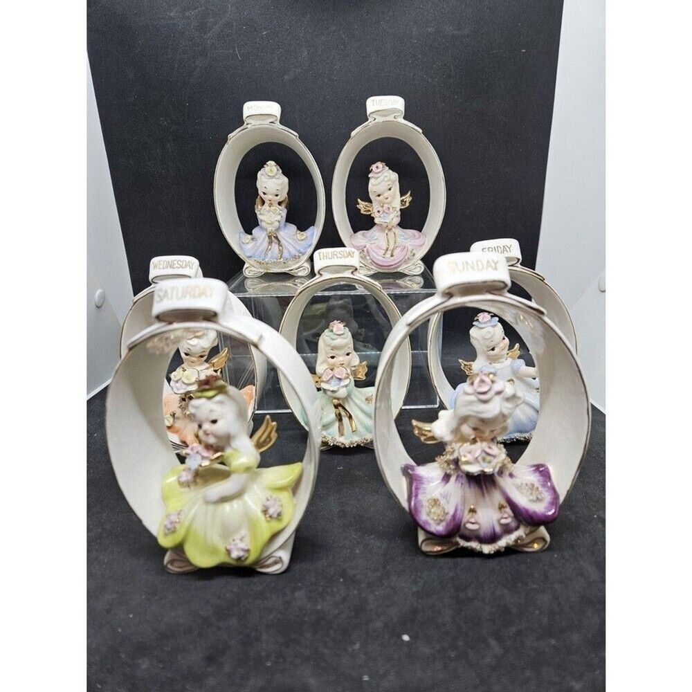 Geo Z Lefton 7 Days a Week - FULL SET Angel Oval Frame Figurines 1955